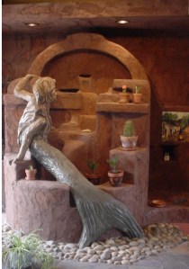 cement sculpture in waterfall