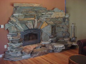 interior stone fireplace